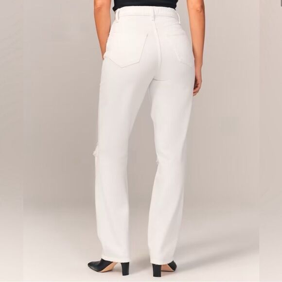 NWT Abercrombie & Fitch 90’s Straight Ultra High Rise in White- Size 37 (24L) - Picture 2 of 10